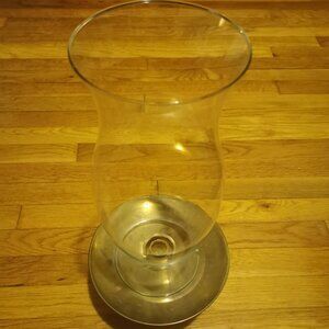 Hurricane Candle Lamp With Brass Base Clear Glass Large